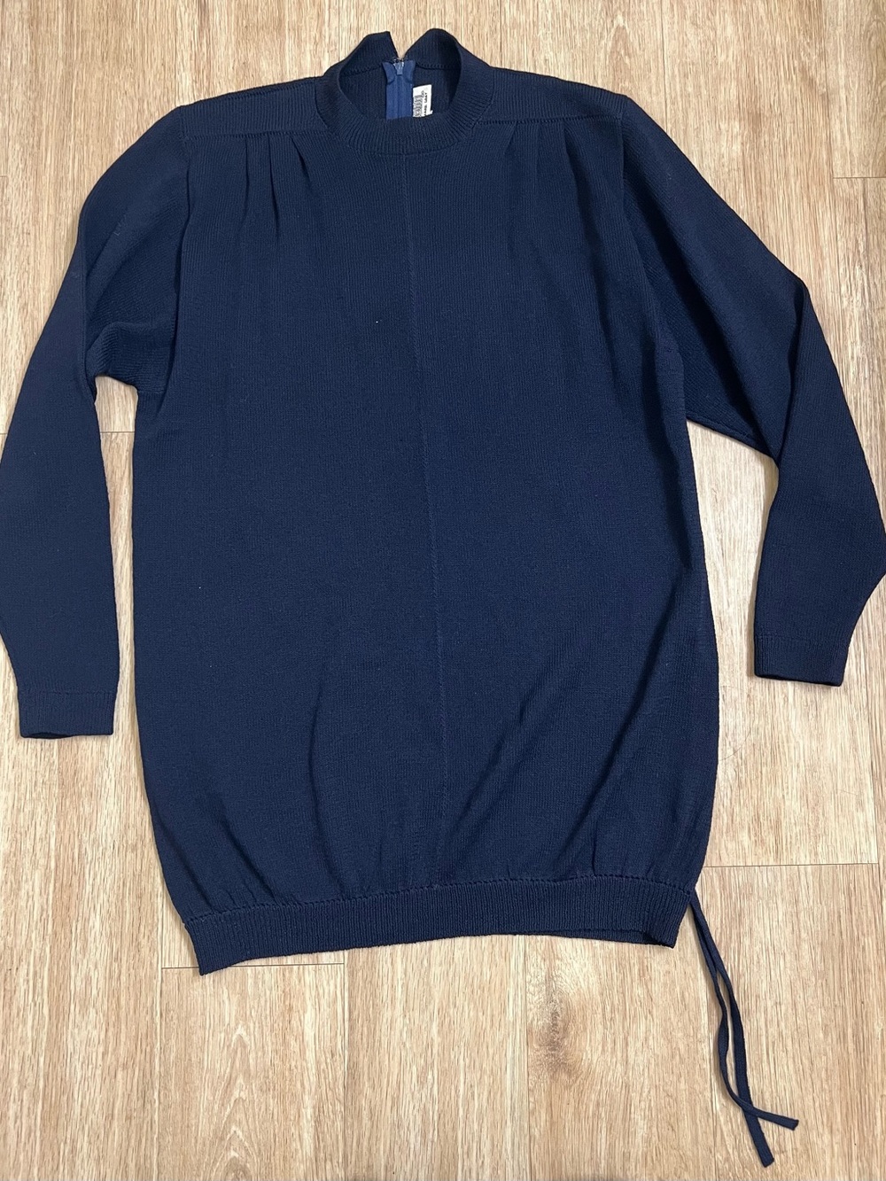 St. John Navy Cowl Neck Sweater with Side Tie
